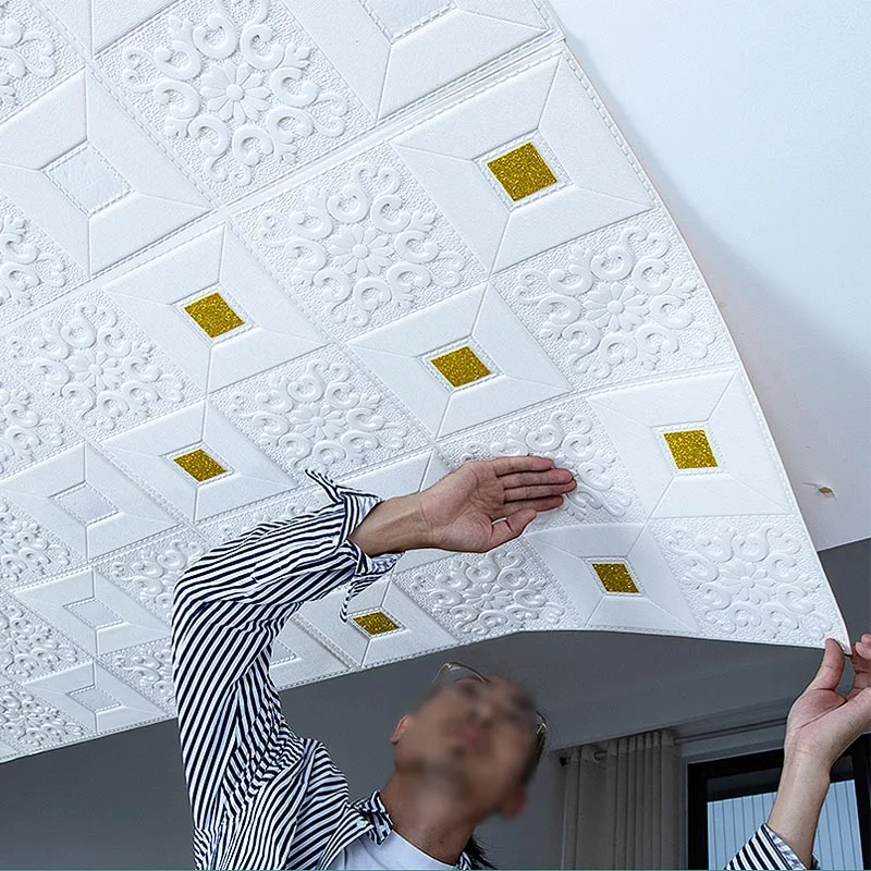 3D samolepilne Streho Ozadje PVC Nepremočljiva Reliefni Stenske Nalepke Obrnite Papir Streho in Strop Stereo Ozadje Dekoracijo