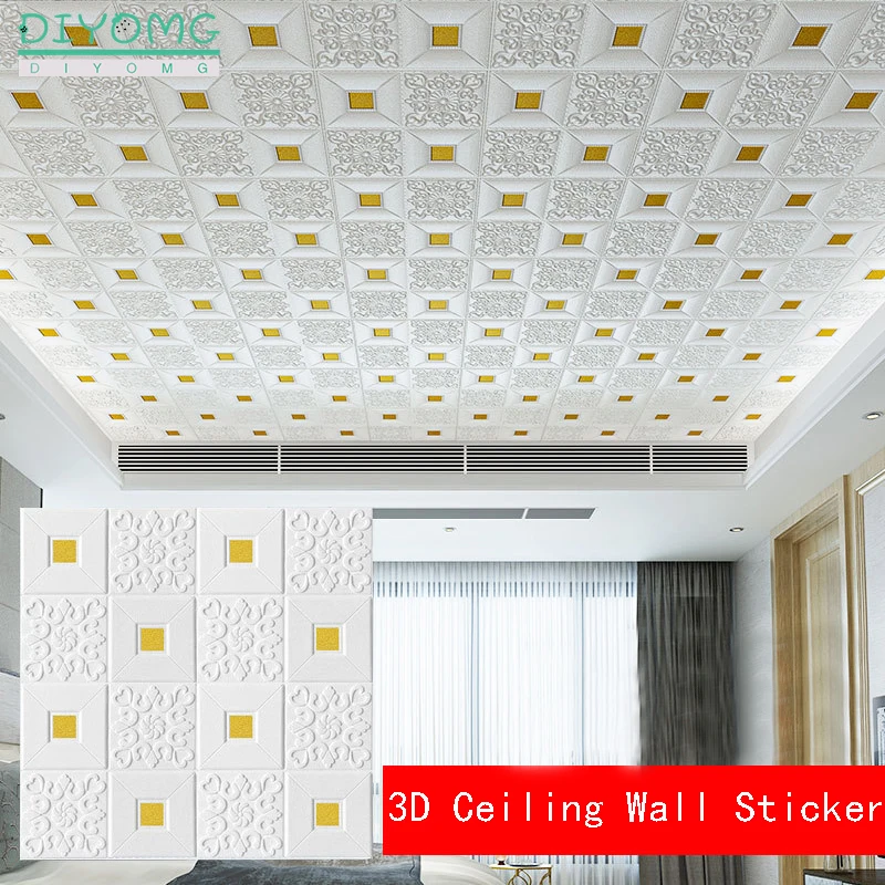 3D samolepilne Streho Ozadje PVC Nepremočljiva Reliefni Stenske Nalepke Obrnite Papir Streho in Strop Stereo Ozadje Dekoracijo