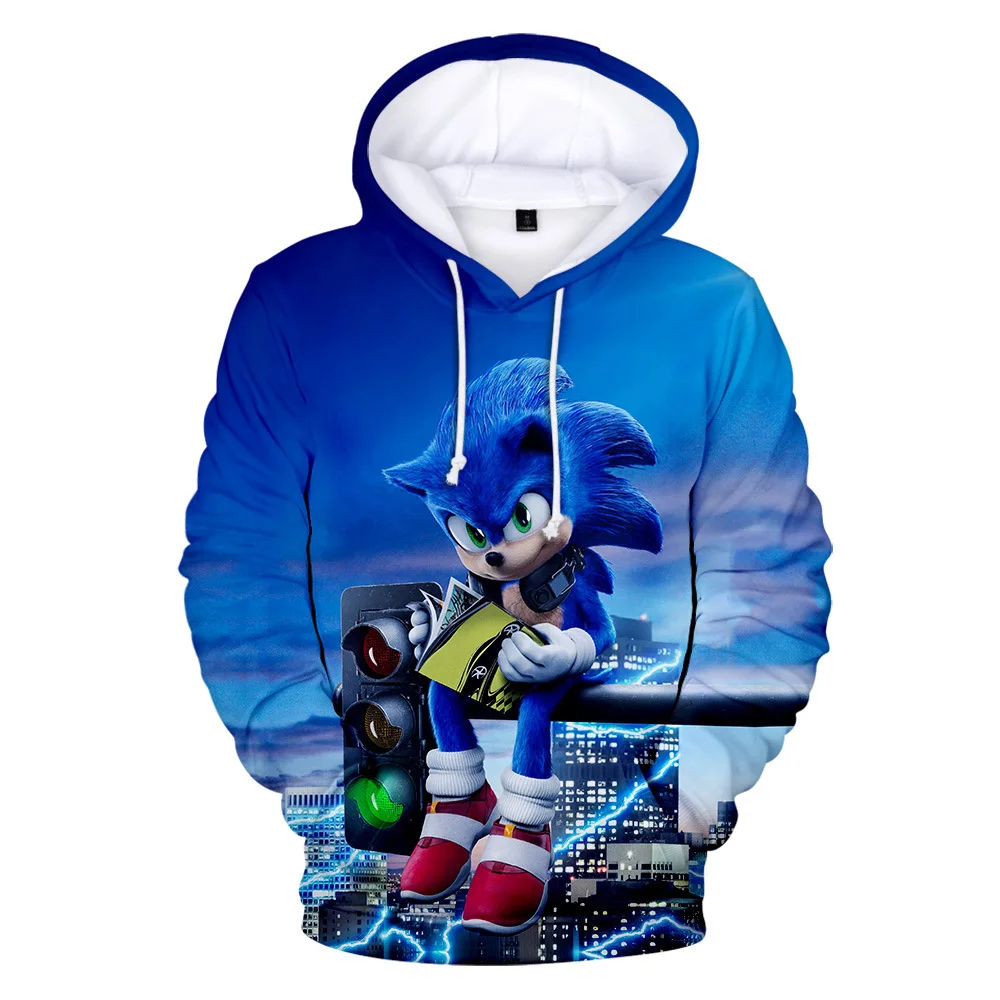 3D Sonic Hedgehog Puloverju s Kapuco Long Sleeve Majica Fantje, Dekleta, Moški, Ženske Obleke, starši-otrok, Risanka Vrhovi Plašč