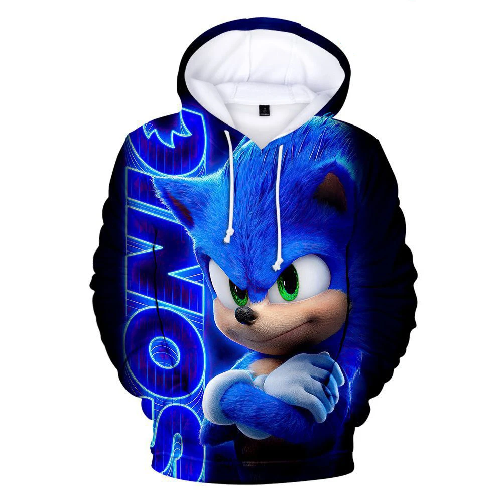 3D Sonic Hedgehog Puloverju s Kapuco Long Sleeve Majica Fantje, Dekleta, Moški, Ženske Obleke, starši-otrok, Risanka Vrhovi Plašč