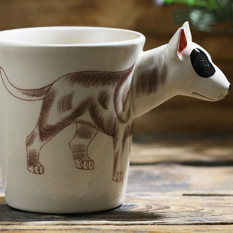 3D Stereo Bull Terier Keramične Skodelice Ročno Narisane Živali Kave Vrč Srčkan Risanka Skodelico kave skodelice ustvarjalne smešno skodelice darilo