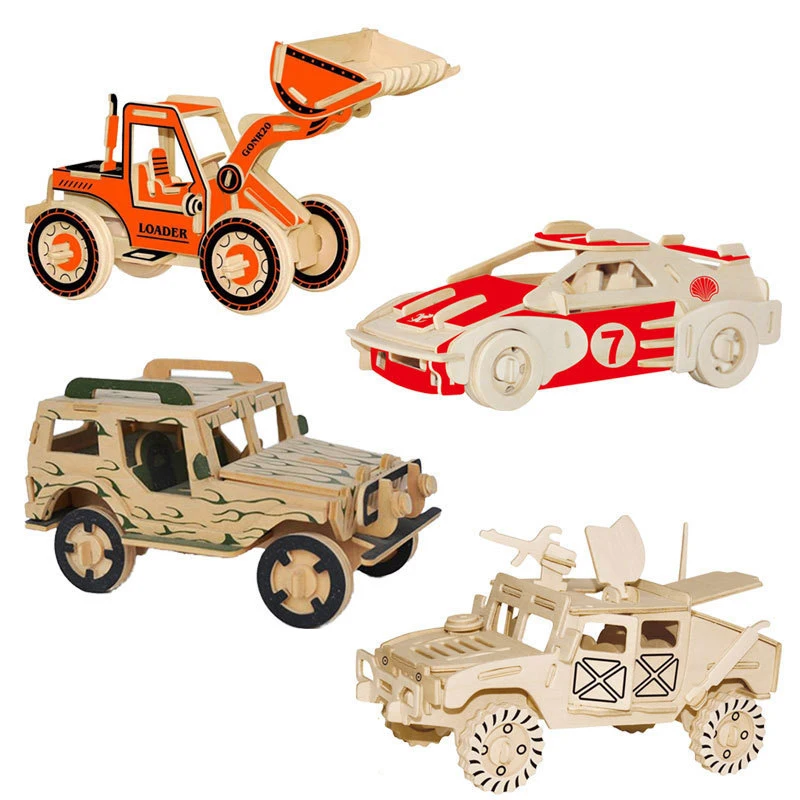 3D stereo DIY lesene stereo puzzle modela avtomobila otrok ročno starš-otrok interakcije puzzle inženiring vozila igrača darilo