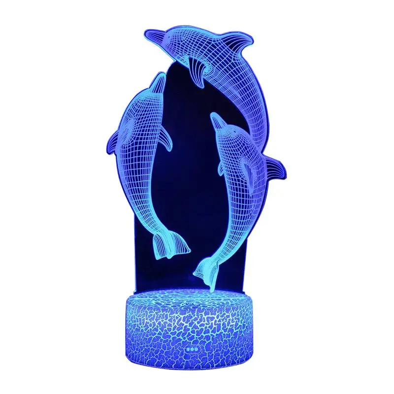 3D Stereo Dolphin LED Nočna Lučka USB Dekorativni Vzdušje Lučka 7 Barv Spreminjanje nočno omarico Lučka na Dotik Stikala dar, Lučka