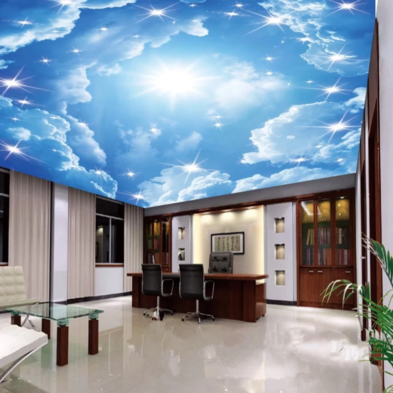 3d strop ozadje beatiful modro nebo, oblak steno stensko dekoracijo doma