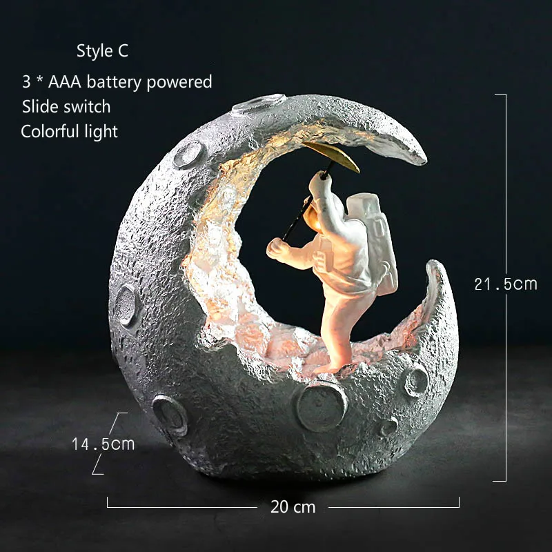 3D Tiskanje Astronavt Luna Lučka za Polnjenje LED Nočna Lučka 3 Barvni Touch Senzor Svetlobe Ustvarjalni Dom Dekor Astronavt Lučka Darila