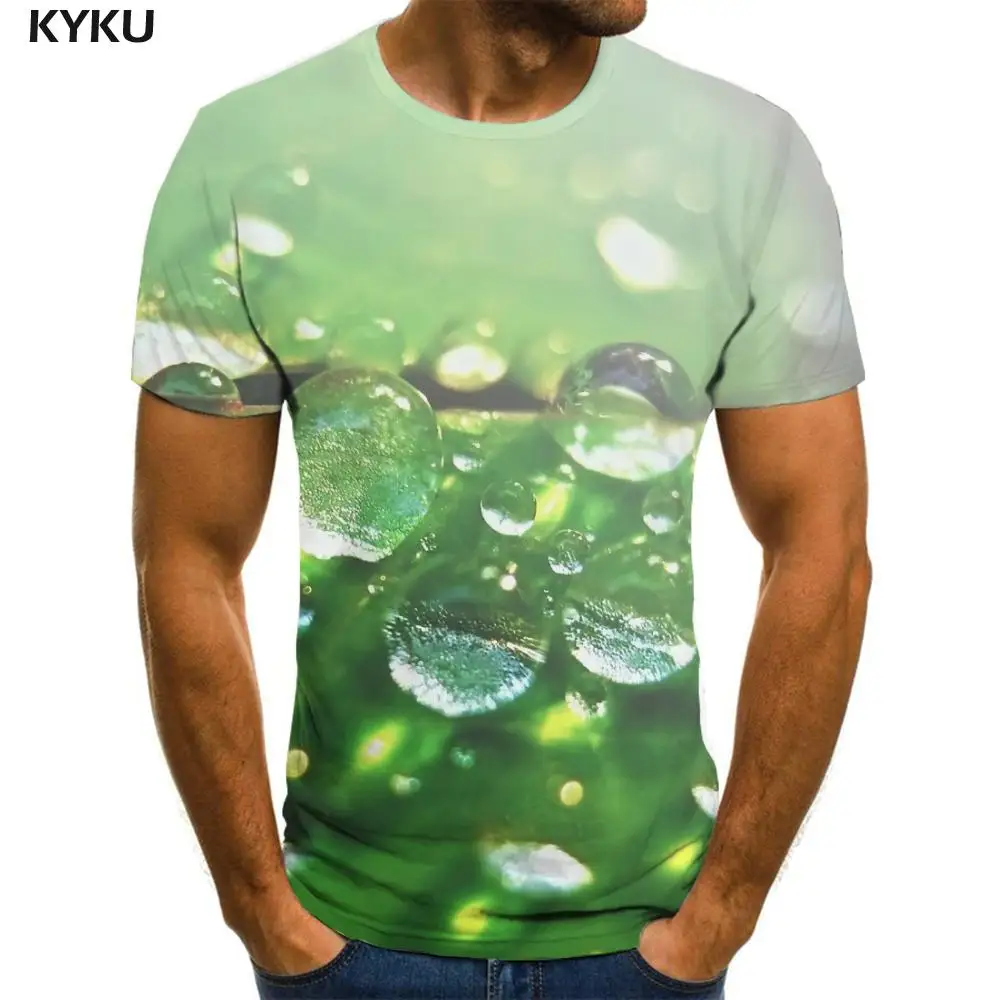 3d Tshirt Kaplja Vode T-shirt Moški Zelena Tshirt Natisnjeni Gozd Tshirts Priložnostne Roman Anime Oblačila, Moška Oblačila Punk Rock Natisnjen