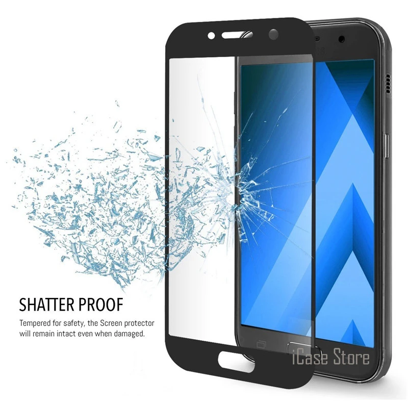 3D Ukrivljen Rob Kaljeno Steklo NOVO Za Samsung Galaxy A3 A5 A7 A320 A520 A720 (2017 TIP ) Zaslon Patron Zaščitno folijo za Steklo