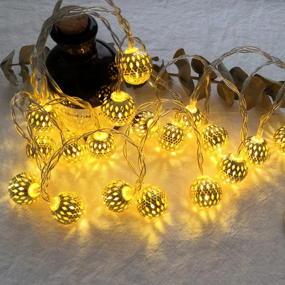 3M 6M Žogo LED Luči Niz baterijsko Božič Garland Pravljice Luči Spalnica Dekoracijo za Dom Počitnice Stranka Poroko