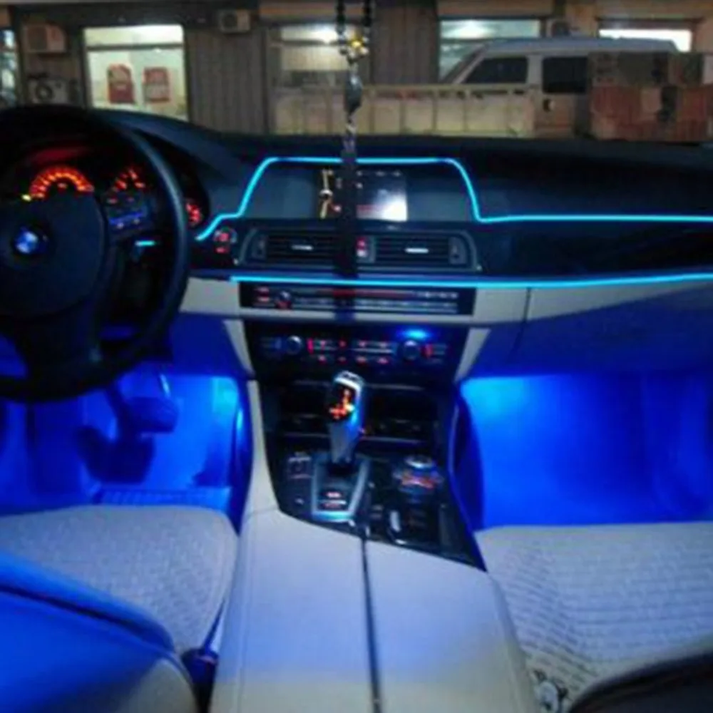 3M Avto Notranjosti, Svetlobni Trak 12V LED Hladno luči, Prilagodljiv, Neon, EL Žice Auto Luči Trakovi Skladu Notranje opreme Trakovi, Žarnice