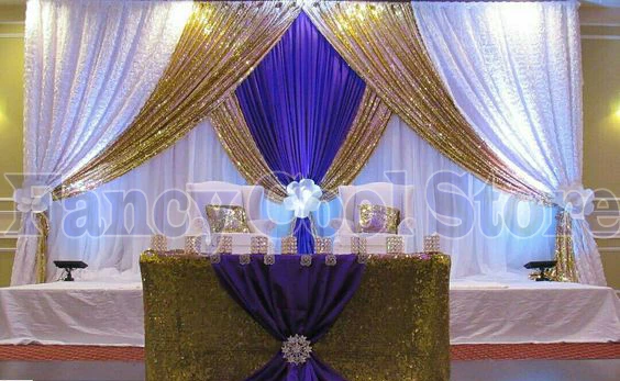 3M x 3M lastest Zlato Bela s Kraljevsko Modra Poroko Fazi Zavese ozadje dekoracijo