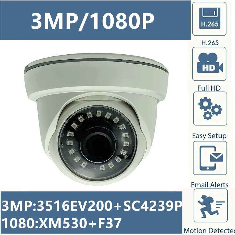 3MP 2MP XM535AI+SC3235 2304*1296 1080P IP Strop Kupolaste Kamere Zaprtih XM530+F37 Onvif IRC CMS XMEYE P2P RTSP Zaznavanje Gibanja