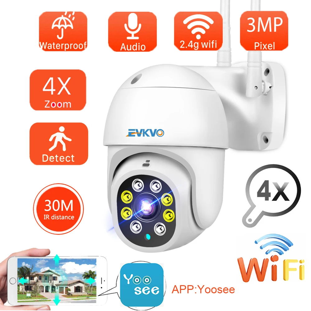 3MP Yoosee IP Kamera Zunanja Smart Home Security CCTV Kamere, WiFi Kamera PTZ 3MP Barvno IR Nočno Vizijo 2 Način Govori Wifi Kamera
