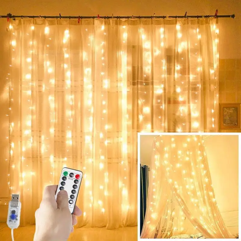 3Mx3M LED Zavese Garland na Oknu USB Niz Luči Pravljice Festoon Daljinski upravljalnik Novo Leto Božični Okraski za Dom.