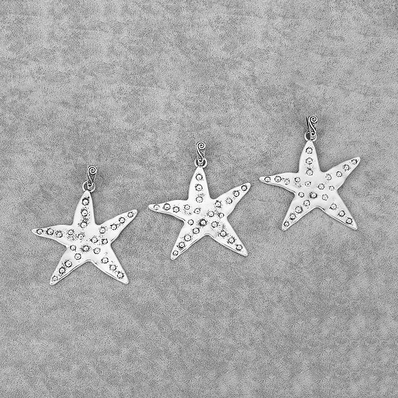 3PCS Starinsko Velika Zvezda Zvezda Čare Obeski Kroglice za Ogrlico Kar Nakit Ugotovitve 75x73mm