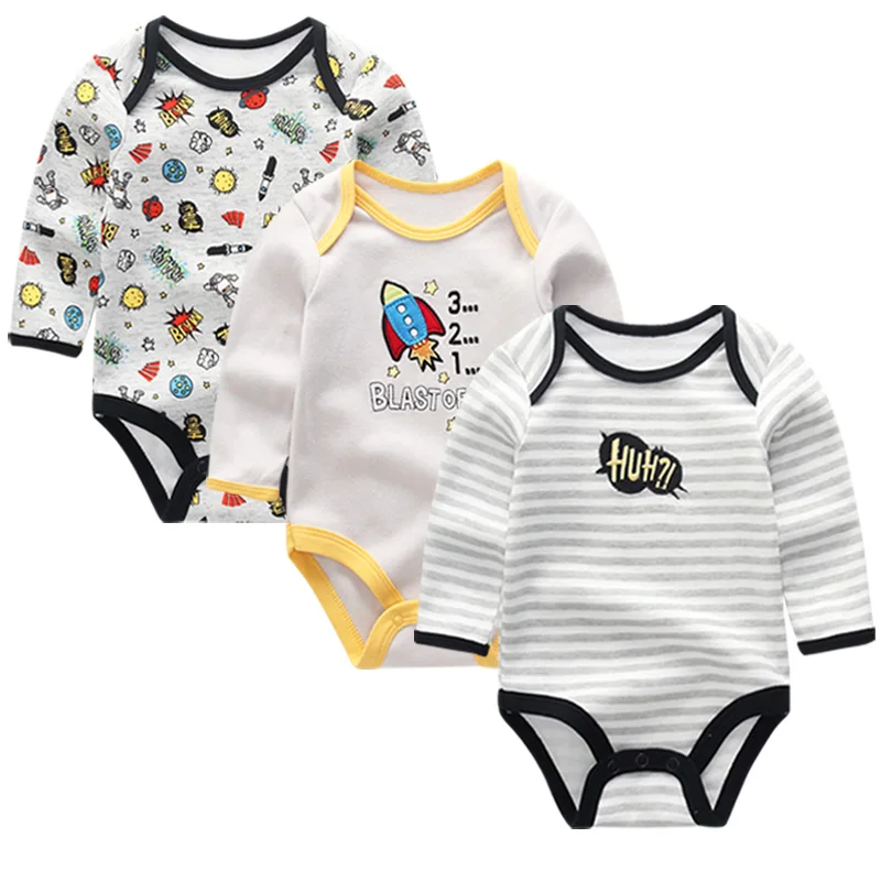 3pcs/veliko dolg Rokav Original Newborn Baby Bodysuit otroci, Oblačila, bebes Baby Boy, Girl obleke set telo obleke