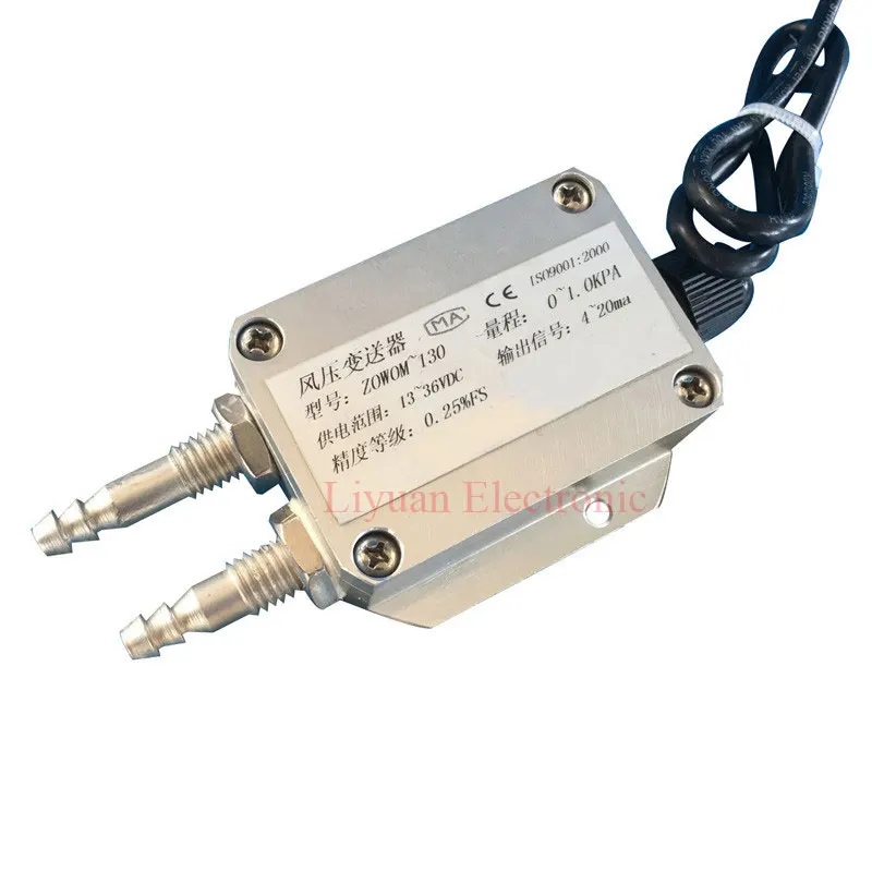 4-20mA Zračnega tlaka oddajnik / 0-20KPA Diferenčni Tlačni Senzor / Ventilator, manometer / cevi za merjenje