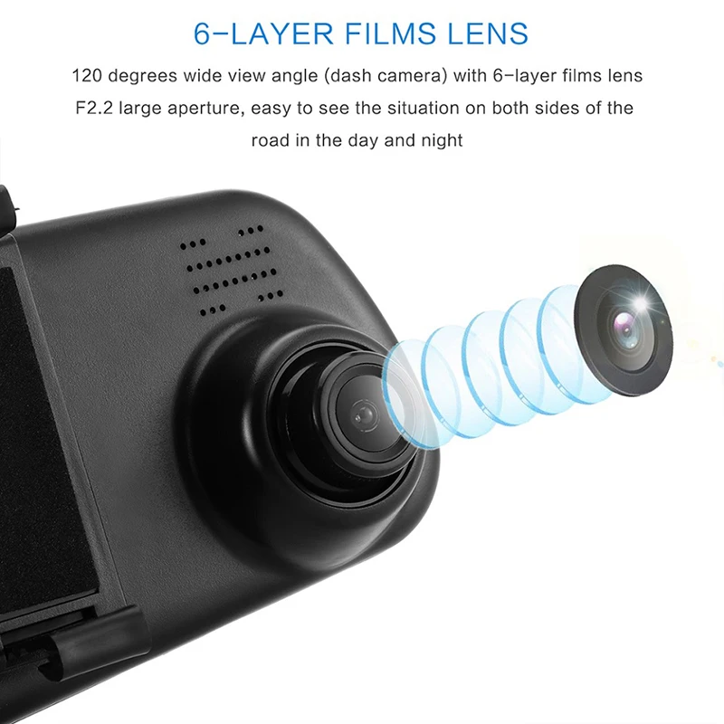 4.3 Palčni Avto Ogledala FHD 1080P Dvr Dashcam Video Snemalnik Dual Objektiv Night Vision G-Senzor, Auto Registrator