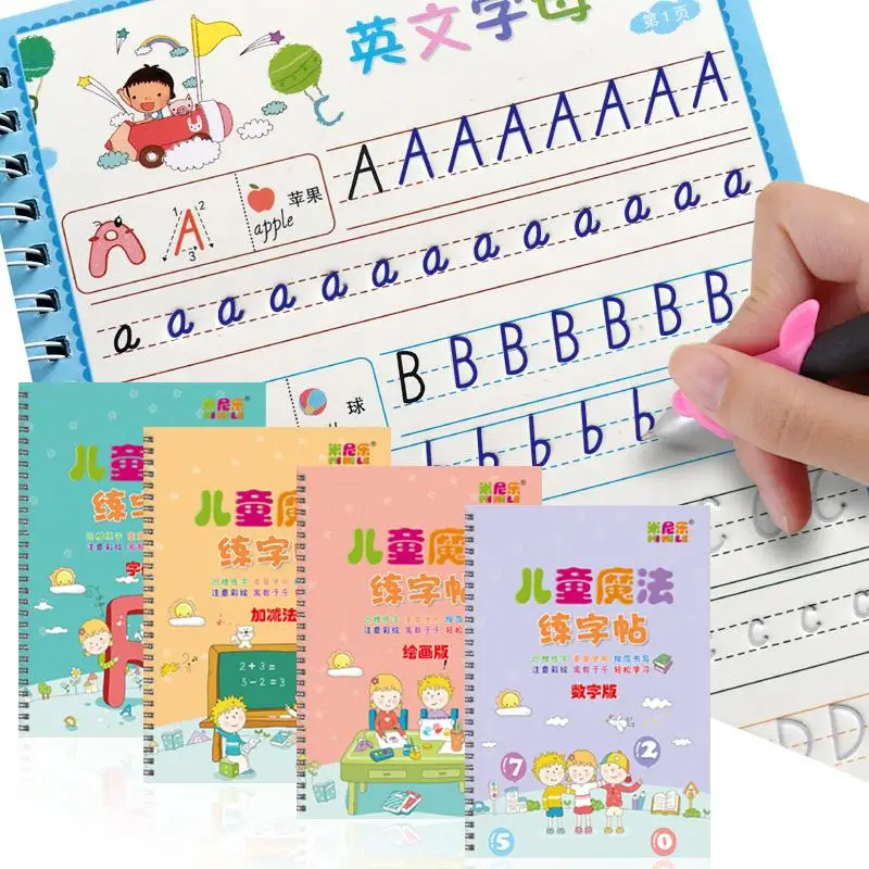 4 Knjige Učenje Številke V Angleškem Jeziku Slikarske Prakse Umetnosti Knjigo Baby Pisanja Za Pisanje Kaligrafije Otroci Angleški Napis Igrača