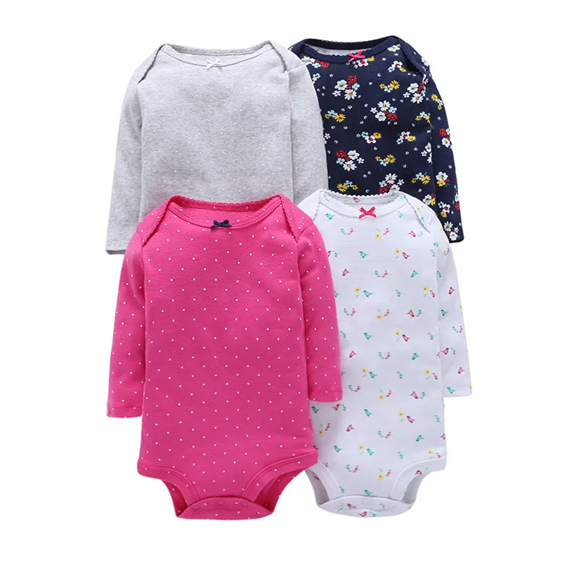 4 Kos/Veliko Baby Bodysuits 2019 Pomlad Jesen Kakovosti Baby Girl Obleke Mehko Bombažno Dolge Rokave Bebe Fantje Jumpsuit