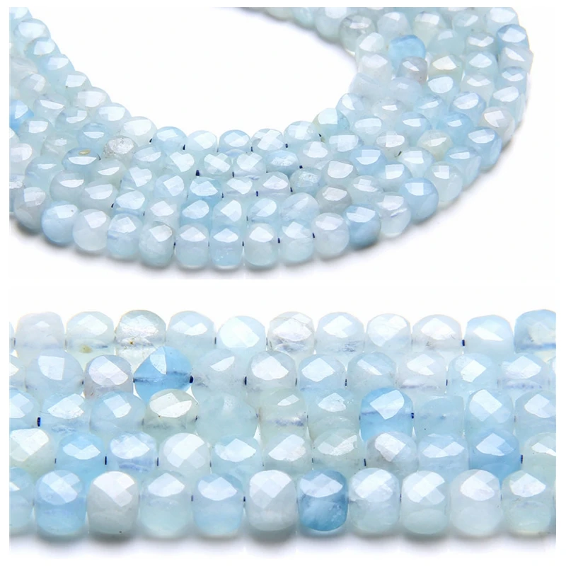 4 MM Naravno, pristno kvadratnih modra aquamarines kroglice visoke kakovosti svoboden diy kamen ogrlica, ki se uporabljajo za nakit, izdelava uhan ogrlica