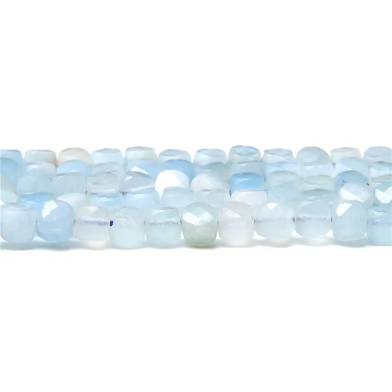 4 MM Naravno, pristno kvadratnih modra aquamarines kroglice visoke kakovosti svoboden diy kamen ogrlica, ki se uporabljajo za nakit, izdelava uhan ogrlica