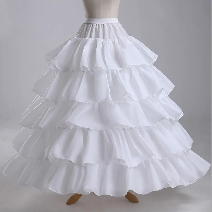 4 Obroče 5 Plasti Poroko Petticoat Underskirt Žogo Obleke Ruffles Ženske Petticoat Crinoline Poročne Poročni Dodatki