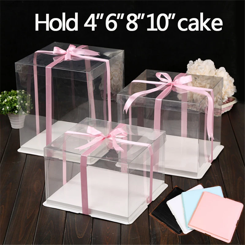 4 set/veliko 6/8/10 palčni prozorne plastike torto imetnik dekorativni material papir cake box pekarna dekoracijo prikaz posode, deske