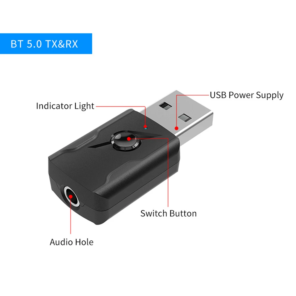 4 v 1 USB Brezžični Sprejemnik Bluetooth Oddajniki V5.0 Avdio Glasbeni Stereo adapter za Ključ za Windows 7/8/10 / XP Linux PC