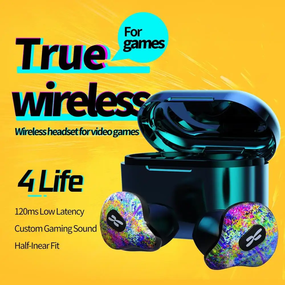 4 Življenju TWS Bluetooth Slušalke 9D Šport Naslikal Gaming Brezžične Slušalke S hrupom cancelation Čepkov Mic Za iphone Xiaomi