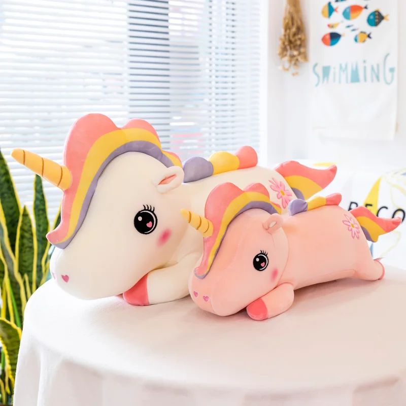 40-90 cm Super Mehka Rainbow Unicorn Plišastih igrač, Polnjene Živali, Roza samorog Vrgel Blazino angel krila Konj Lutka darilo igrače za otroke