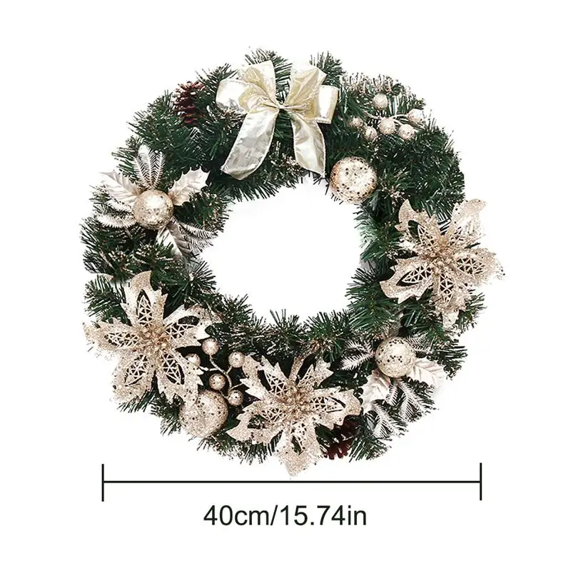 40 cm Lepi Elegantni Viseči Božični Venec Garland Bleščice Cvet Sadje Žogo Cone Božič Okraski Okna Vrata