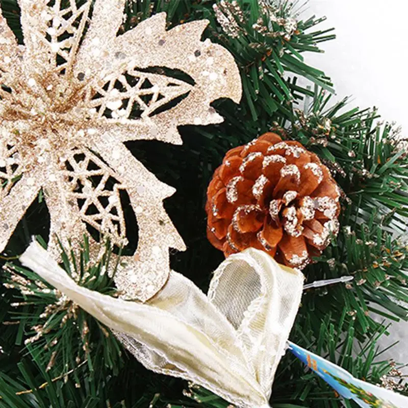 40 cm Lepi Elegantni Viseči Božični Venec Garland Bleščice Cvet Sadje Žogo Cone Božič Okraski Okna Vrata