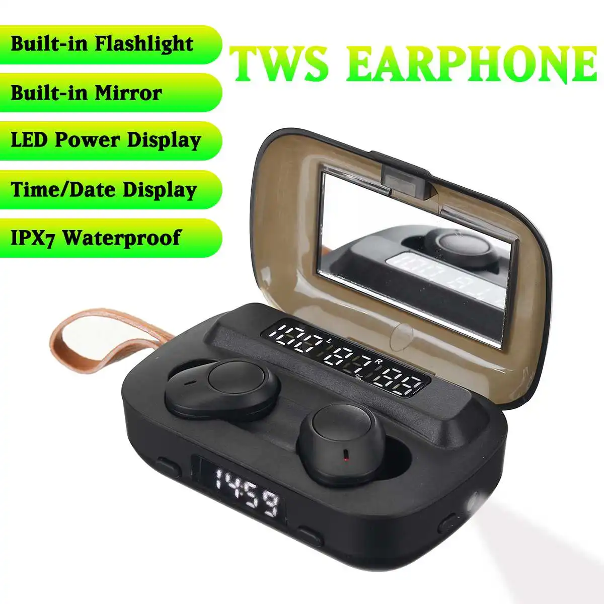 4000 mah TWS Bluetooth Slušalke V5.0 9D Brezžične Stereo Slušalke Šport Vodotesne Slušalke Mini Pravi Brezžični Čepkov s svetlobo