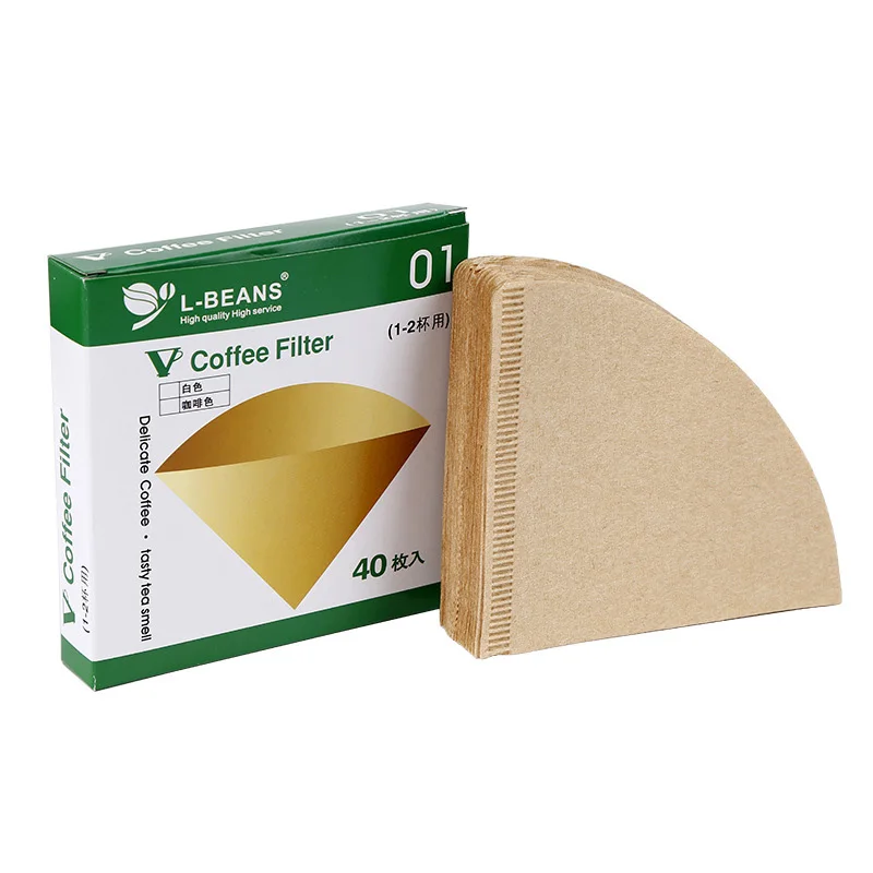 40PCS/Set Papir, Aparat za Filter V60 Filter Nebeljene Prvotne Lesene Kapljično Papir Cone Oblike Kave Orodja