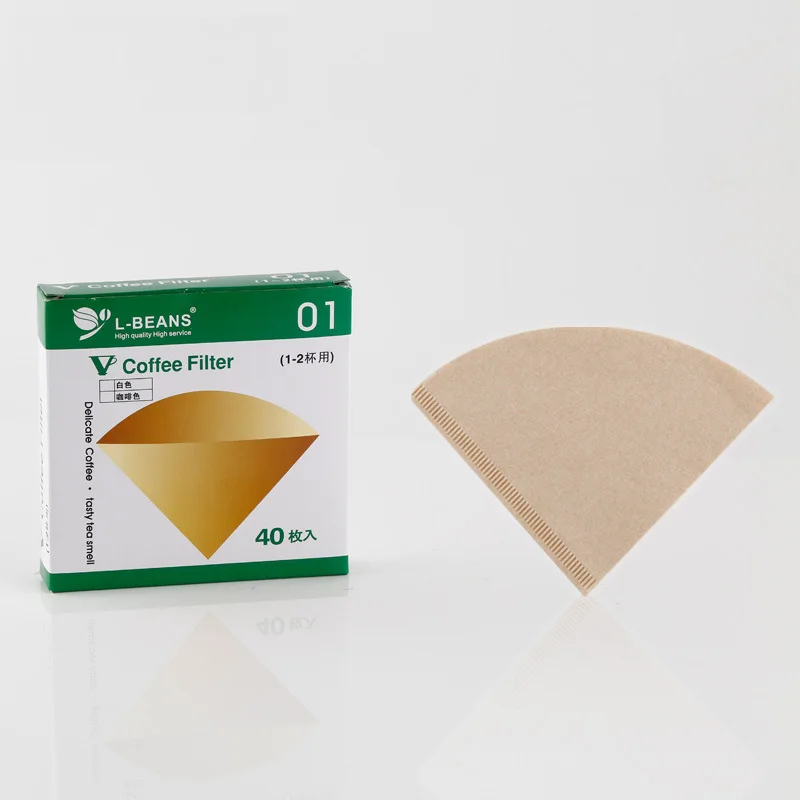 40PCS/Set Papir, Aparat za Filter V60 Filter Nebeljene Prvotne Lesene Kapljično Papir Cone Oblike Kave Orodja