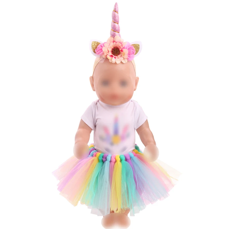 43 cm baby lutke obleko 3 barva Unicorn kostum ročno izdelane čipke krilo Obleko fit Ameriški 18 inch Dekleta lutka f746