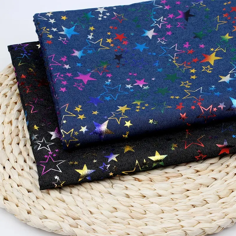 45*150 cm Denim Tkanine, Barve Pentagram Natisnjeni List Oblačila Šivalni Material Domačega Tekstilnega DIY Ročno Obrt Dobave