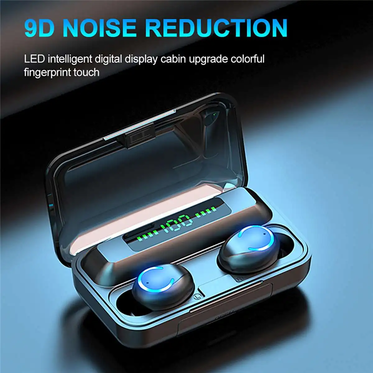 4500mAh Dotaknite se možnosti Brezžično bluetooth Slušalke F9-9 Stereo Slušalke Nepremočljiva IPX7 LED Zaslon Slušalke Slušalka s Polnjenjem Primeru