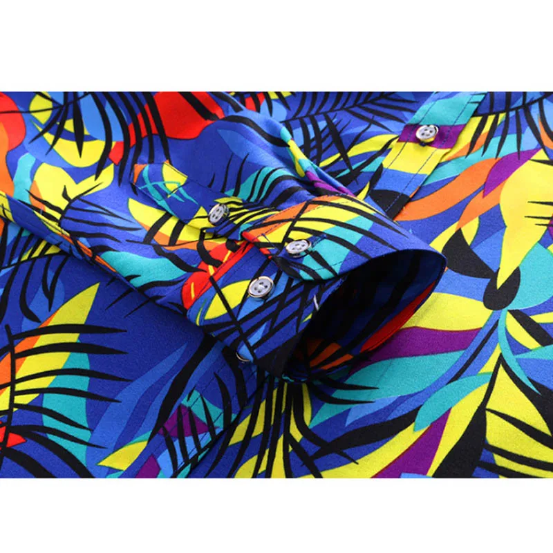 45KG-120 KG Moških Bluzo Modno Oblikovanje Colorfully Natisne Majica Moški Havajih Dolgo Oplaščeni Plaži Cvetlični Srajce 5XL 6XL 7XL