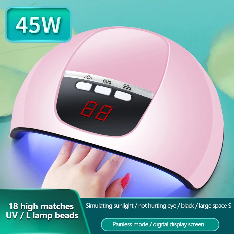 45W UV-LED Lučka Za Nohte, Lase USB Smart Sensor Nohtov Svetilka UV Fototerapijo Lučka za Poliranje Nohtov Stroja Nalepke za Nohte Vaja Orodja