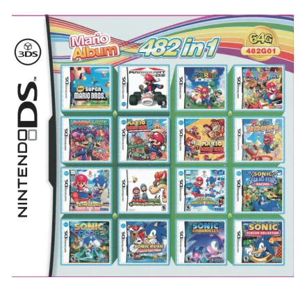 482 Igre v 1 UGOTOVI, da je Igra Paket Sim Mario Album in Video Igre, Kartuše Konzole Kartico Pripravo za DS 2DS 3DS XL New3DS