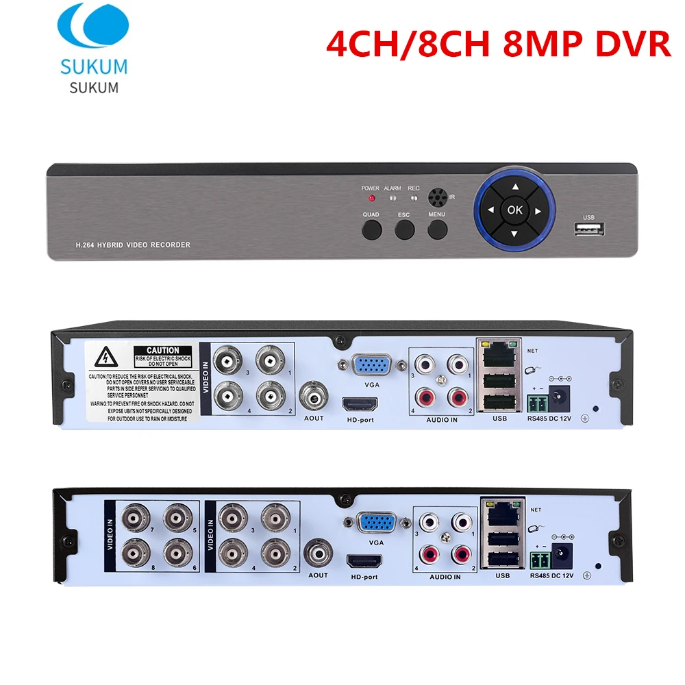 4CH 8CH 8MP CCTV DVR Hybird NVR H. 265 Xmeye APP 8Megapixel Varnosti Fotoaparat, Video Snemalnik Podporo 5MP fotoaparat 8MP AHD Fotoaparat In RS485