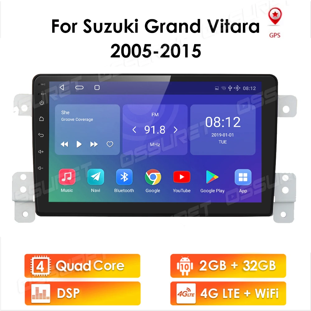 4G LTE Android 10 avtoradia za SUZUKI Grand Vitara 3 2005-Suzuki Radio Audio GPS Navigacija Multimedia Player 2Din