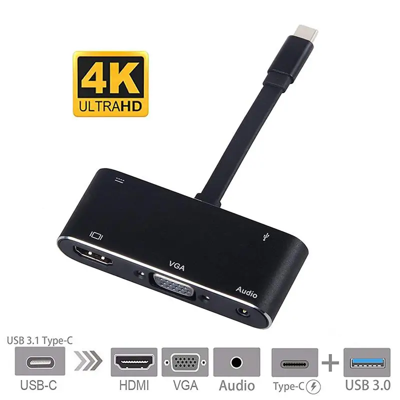 4K Tip-C HDMI/VGA/Audio/ Ac Pretvornik Za Prenosnik Macbook Nintend Stikalo 5 V 1 USB C Do HDMI Adapter R30