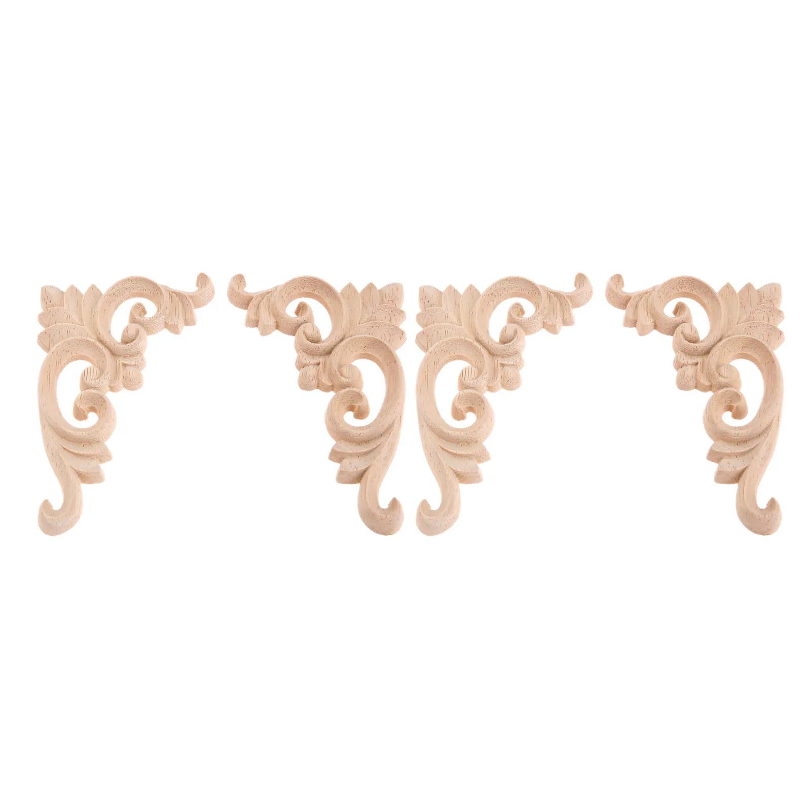 4pcs/2 par 11*6 cm Unpainted Woodcarving Kotu Nalepke Kotu Onlay Aplicirano Okvir Doma Pohištvo Stenska Omara Vrata Dekor Obrti