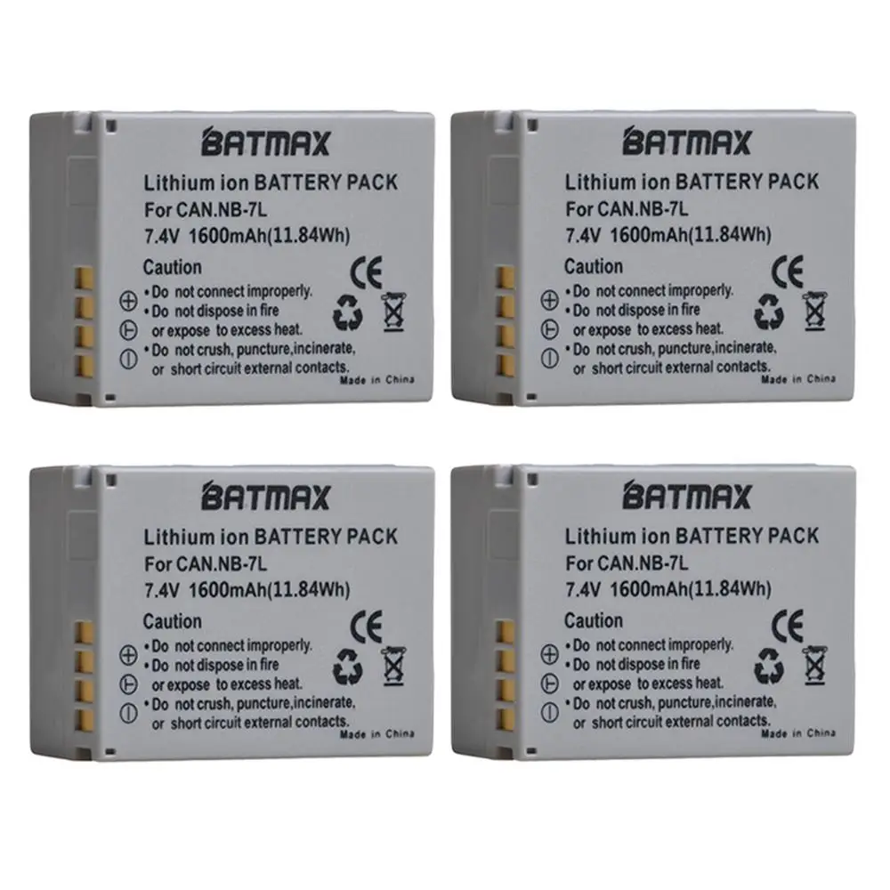 4Pcs NB-7L NB7L NAPOTILO 7L Baterija + LED USB Dvojni Polnilec s Tip C za Canon PowerShot G10 G11 G12 SX30 E1011C SX30IS