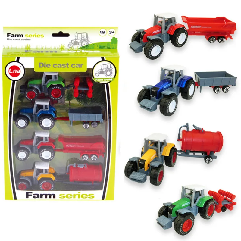4pcs/set Zlitine inženiring avto, traktor toy model kmetije vozila pasu fant igrača avto model inženiring avto, traktor igrače