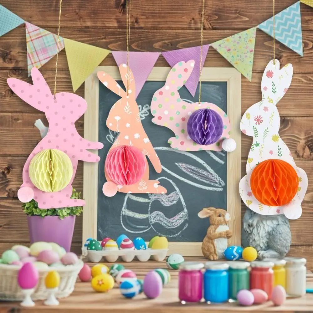4pcs Velikonočni Satja Zajci Nastavite Dekor Visi Velikonočno Dekoracijo Otroci Rojstni dan Baby Tuš DIY Ornament Stranka, pripomočki Za Dom