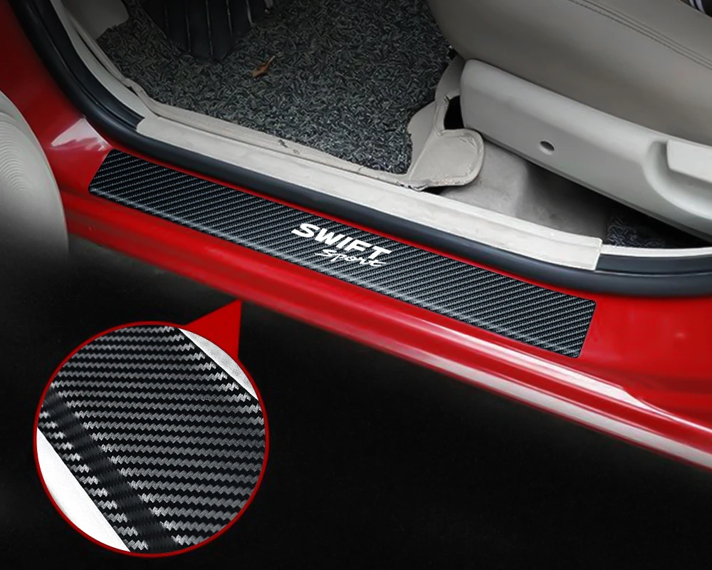 4PCS Za Suzuki Swift Vrata Avtomobila Polico Zaščitnik Nalepke Ogljikovih Vlaken Auto Pokrov Plošče Korak Zaščito Pribor Anti Scratch Decal