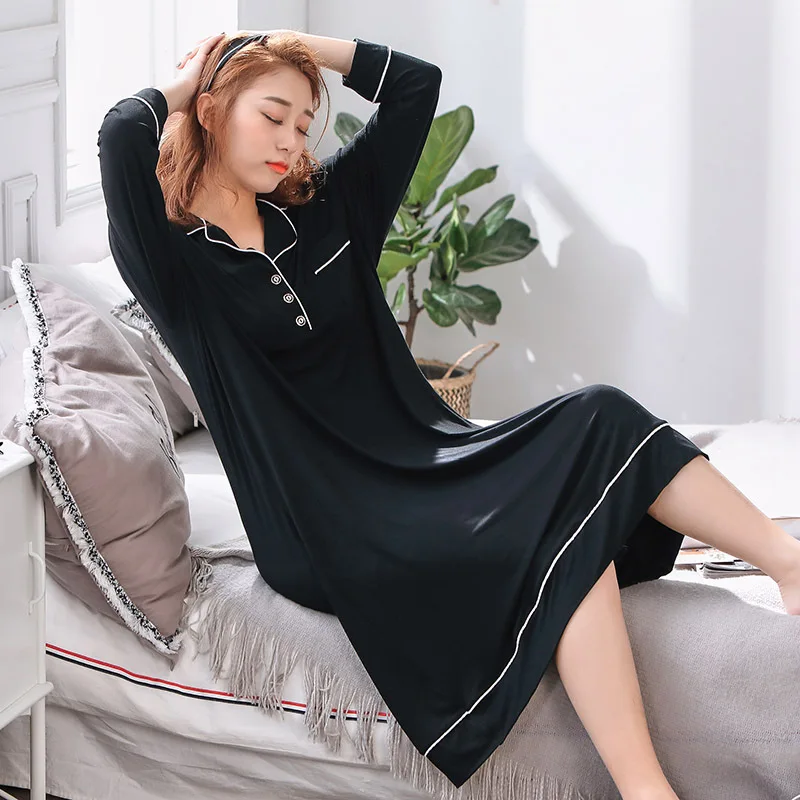 4XL-5XL plus velikost sleepwear ženske oversize nightgown dolg rokav domov oblačila pomlad poletje sleepdress porodniškega perilo modal